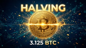 Illustration of a bitcoin coin splitting in half, representing the Bitcoin halving